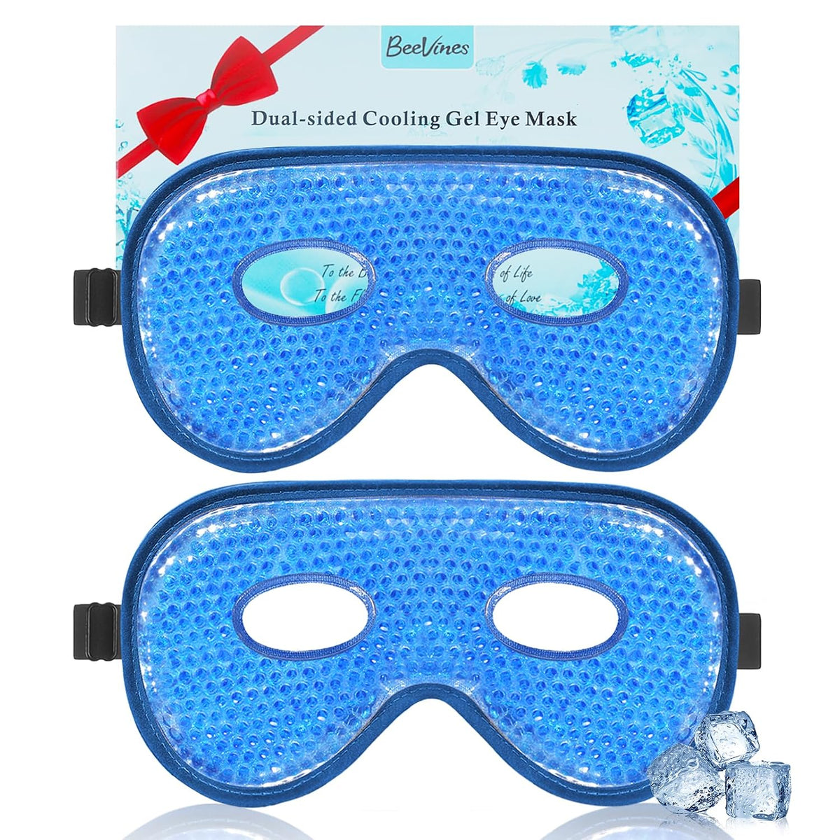 BeeVines Gel Eye Mask, XL Size Cooling Ice Masks for Puffy Eyes (2 Pack)