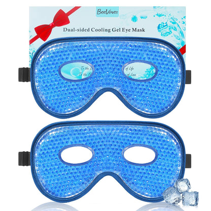 BeeVines Gel Eye Mask, XL Size Cooling Ice Masks for Puffy Eyes (2 Pack)