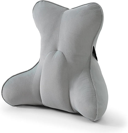 Lumbar Support Pillow(Pat. Pend) – Multi-Functional Ergonomic Back Cushion for Sofa Chair, Car Seat & Sofa, Reading Pillow with Firm Multi-Zone Support to Relieve Lower Back Pain, Misty White