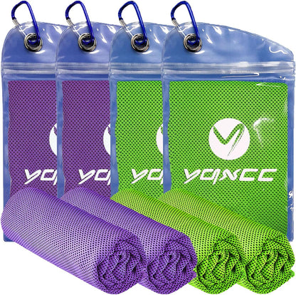 YQXCC 4 Pack Cooling Towels 40"x12", Cold Cool for Neck & Face | Cooling Neck Wraps, Soft Breathable Microfiber Chilly Towels, Ideal for Gym, Yoga, Golf, Running, Camping & Hot Weather