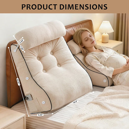 Wedge Pillow – Reading & Bed Rest Pillow for Sitting in Bed, Couch, or Floor, Multi-Purpose Headboard Wedge for Sleeping, After Surgery, Leg & Back Support, Neck Cushion & Washable Cover, Dark Gray
