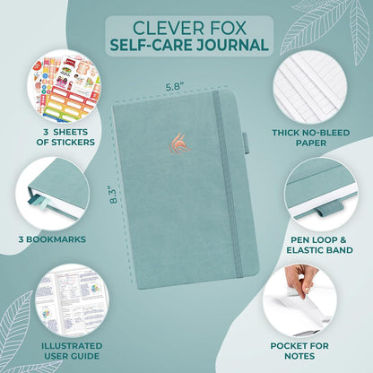 Clever Fox Self-Care Journal for Women, Daily Planner 5.8x8.3 Mystic blue