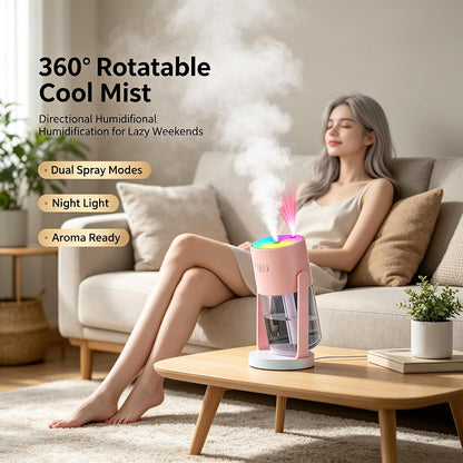 UEISODC bedroom humidifier, desktop USB humidifier, car air freshener, relieves tight skin, cough, nasal congestion, allergies and dry air，With automatic shutdown, silent operation