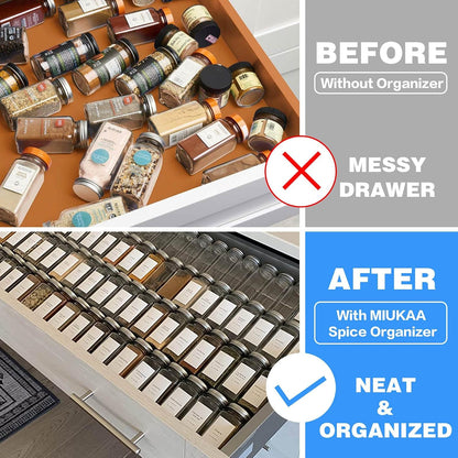 MIUKAA Clear Acrylic Spice Drawer Organizer, 4 Tier Seasoning Jars Drawers Insert, Kitchen Spice Rack Tray for Drawer/Countertop (Jars not included)
