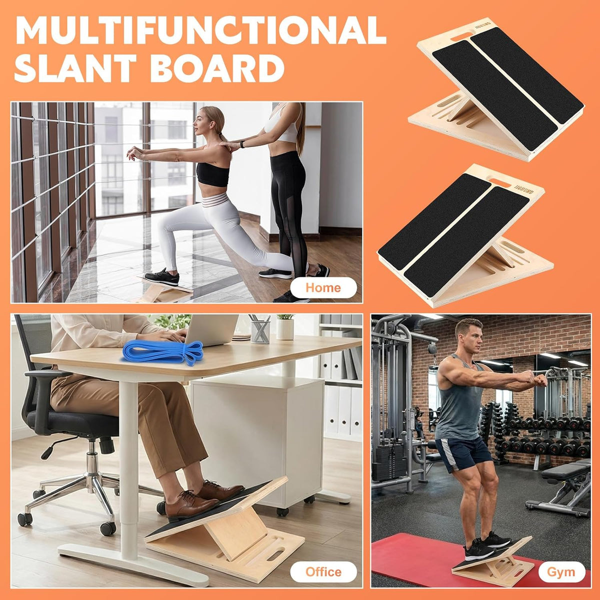 Portable Slant Board for Calf Stretching, Adjustable Wooden Calf Stretcher Incline Board, Calf Stretch Board for Squats Leg Knees Heel Ankle Stretching