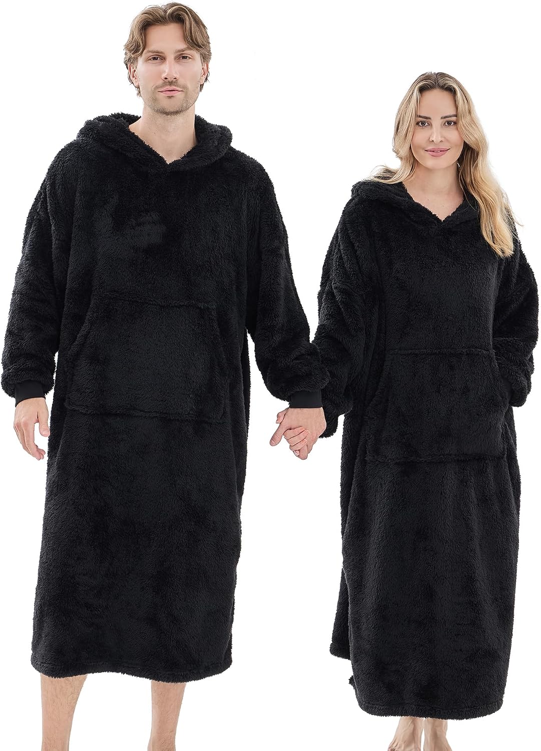 PJGGZ Wearable Blanket Hoodie for Women Men, Fleece Warm Comfy Hooded Sweatshirt with Pockets & Sleeves Cozy Gift for Adult