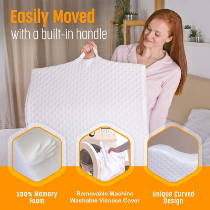 Aeris Wedge Pillow for Sleeping, Acid Reflux, and Snoring - Memory Foam Bed Wedge, 19-Degree Incline - Post-Surgery Recovery, Reading, Leg Elevation - Machine-Washable Cover