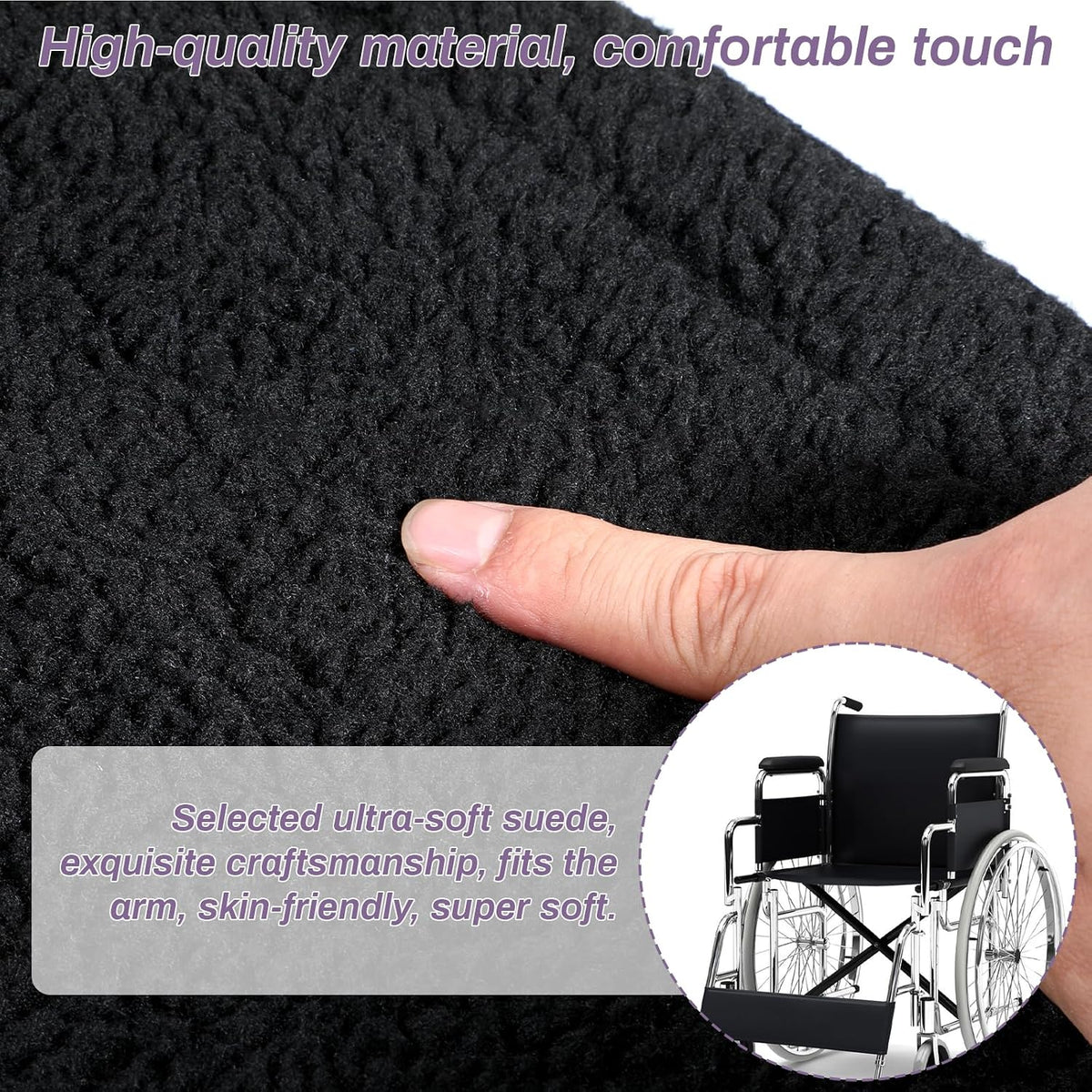 Psyqtsuary 2 Pcs Wheelchair Armrest Pads Covers, Non-Slip Widened Self Adhesive Armrest Strips, Washable Comfortable and Protective for wheelchairs Office Chairs armchairs