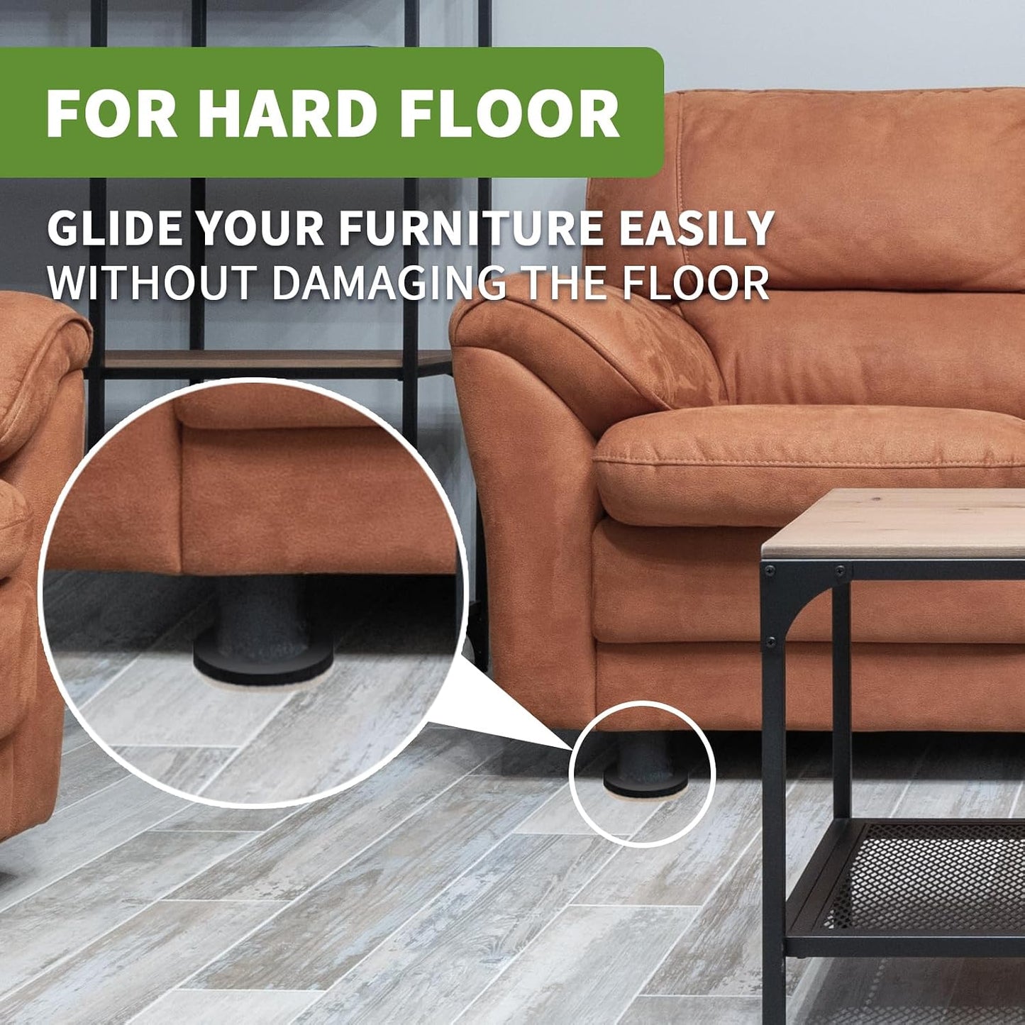 Furniture Sliders for Carpet and Hardwood, 8 PCS 3 1/2", Brown | Furniture Sliders for Hardwood Floors, Sliders for Moving Furniture, Furniture Movers Sliders, Combo Pack, Square