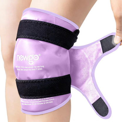 NEWGO Knee Ice Pack Wrap, 360° Full Wrap, Blue | Y-shaped Strap Stays Put, Reusable for Knee Replacement, ACL, Arthritis, Swelling, and Sports Injuries, 21.7" x 9.8"