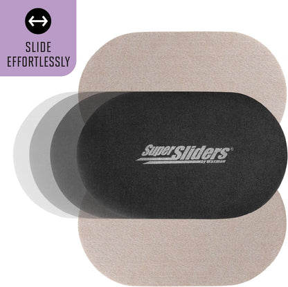 Super Sliders 5-3/4" x 9-1/2" XL Oval Reusable Furniture Sliders for Carpet, Anti-Slip Protective Furniture Moving Pads for Beds, Sofas, Dressers, Set of 4, Brown