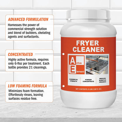 Fryer Cleaner - 8-lbs - Fryer Boil Out - Contains 21 Cleanings - Concentrated Powder - Commercial Strength - Removes Burnt On Organics - Deep Fryer Cleaner