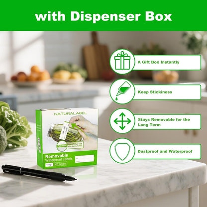 Removable Freezer Labels with Dispenser, 1" x 3", 1 Box (Red) | Writable, remove no residue, waterproof & oilproof, easy peel-off design, 300 labels per box, for meal prep containers