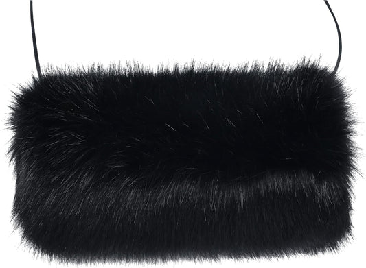 LA CARRIE Faux Fur Hand Muffs Women Winter Warmer Fuzzy Pouch Furry Plush Muffler Wedding Girl Kids Elegant Luxury Chic