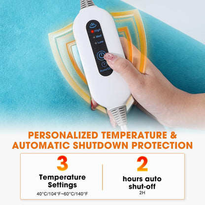 Tovve Heating Pad for Back Neck Shoulders, Large Wearable Relax Muscles, Birthday Gifts for Women Men Mom Dad Elderly, 3 Heat Settings/2-Hour Safe Auto-Off, 24"×37" Ergonomic Fit Design-Blue
