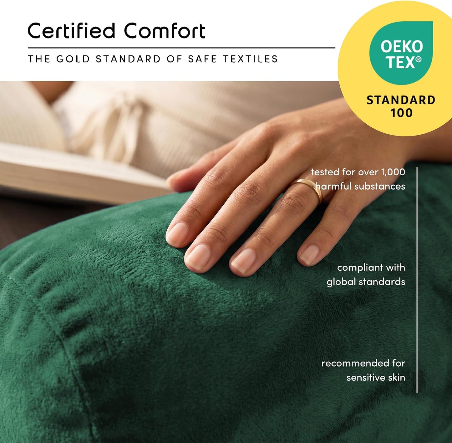 Nestl Reading Pillow with Shredded Memory Foam, Designed for Sitting Up in Bed and Couch, Back and Arms Adjustable Support for Adult & Teens Backrest Pillows for Reading, with Washable Cover Dark Grey