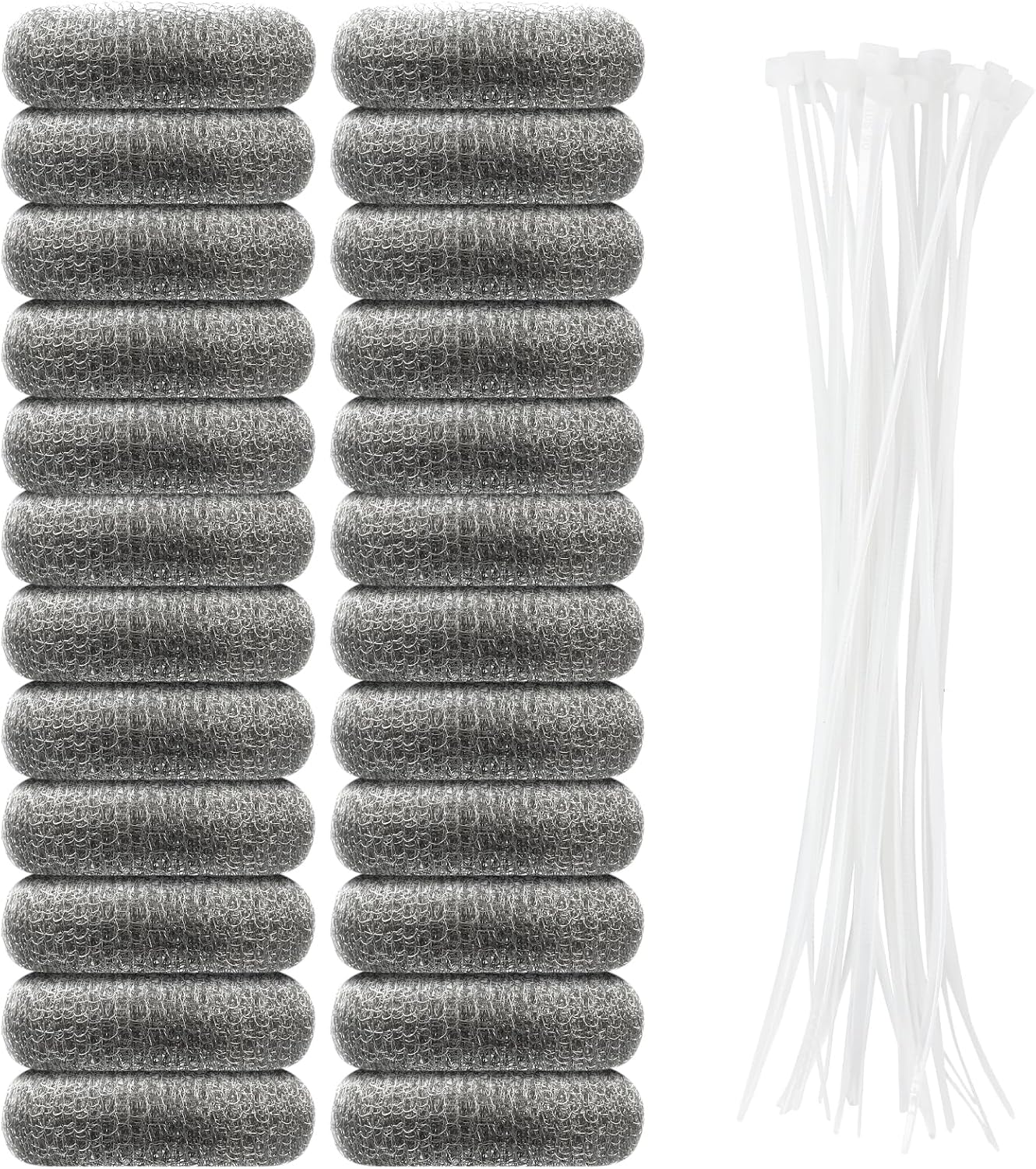 24 Pcs Stainless Lint Trap for Washing Machine Hose Drain Filter with Ties | Rustproof 304 steel mesh, catches pet hair & fluff, reusable, fits washer drain hose, protects pipes, easy clean