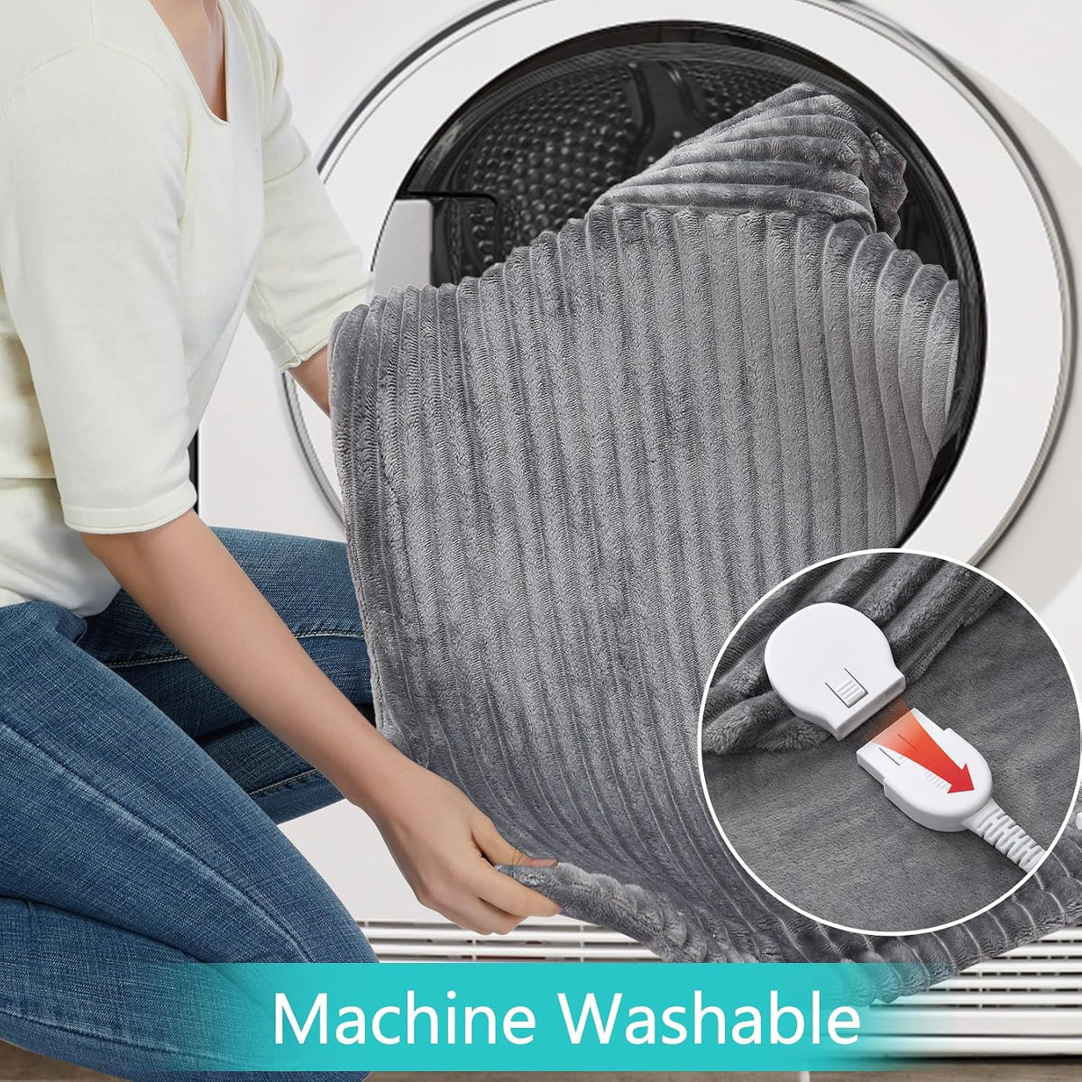 CAROMIO Massaging Heating Pad for Back Pain Relief, Neck and Shoulders