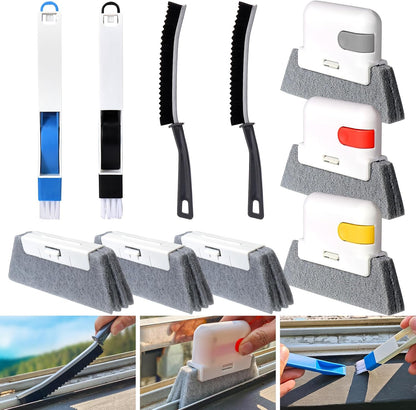 Window Track Cleaning Tools,Window Sill Cleaner Tool Kit,10 Pcs | Sliding Door Track Cleaner,Groove Crevice Seal Cleaning Brush for Tile Lines/Shutter/Car Vents/Air Conditioner/Keyboard