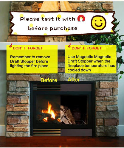 Fireplace Cover(36''L x 6''W) - Pack of 2 Magnetic Fireplace Covers Keep Drafts Out-Draft Stopper - Draft Blocker for Fireplace, Block Cold Air from Fireplace Vent 36''Lx6''W