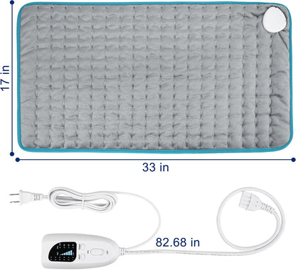 Electric Heating pad with 6 Heat Settings, Auto Shut Off, Dry Electric Heating for Back Neck Knee Arms Legs Shoulder Heat Pads for Christmas Birthday Father Mother's Day (24"X12", Gray Green)