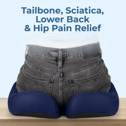 5 STARS UNITED Seat Cushion - Memory Foam Chair Cushion for Tailbone Pain Relief - Ergonomic Support for Coccyx, Sciatica & Butt - Office, Desk & Gaming Chair, Car Seat, Wheelchair, Airplane, Black