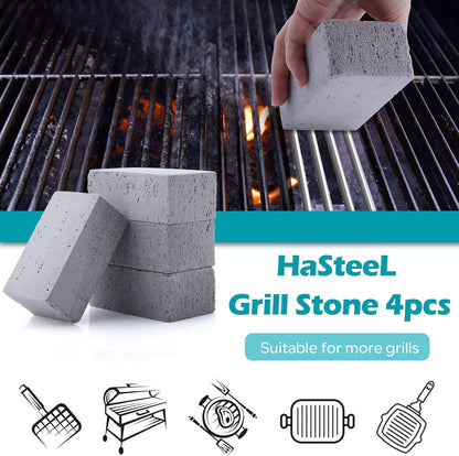 HaSteeL Grill Cleaning Brick, Griddle Pumice Stone for Removing Stains Kit of 4, Commercial Grade Grill Block Cleaner Accessories for Flat Top, Racks, Cast Iron, Sink, Effective & Reusable Clean Tool