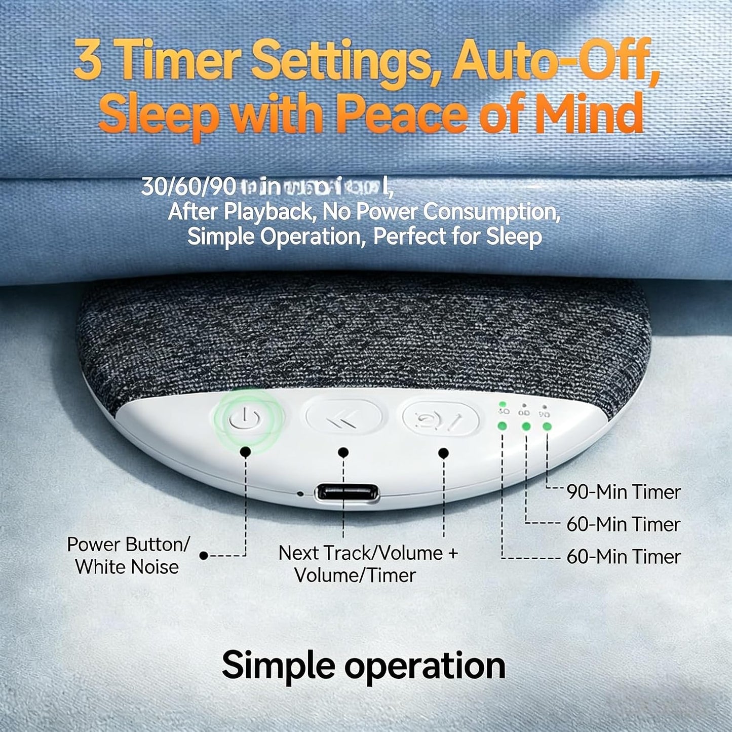 2026 New Bluetooth Pillow Speaker for Sleeping, Ultra-Thin 1.1cm Under Pillow Speaker with White Noise Timer & Bluetooth 5.4, Wireless Sleep Aid with Stereo Bass, Comfortable for Adult Side Sleepers