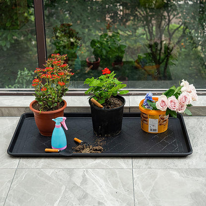 All Weather Boot Tray Extra Large 40"x20" - Brown Plastic Shoe Mat | Multi-purpose mudroom entryway tray with 1.25" raised edges - fits shoes, pet bowls & plants - 100% recycled polypropylene