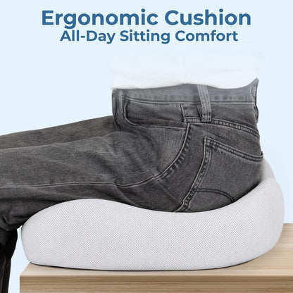 5 STARS UNITED Seat Cushion - Memory Foam Chair Cushion for Tailbone Pain Relief - Ergonomic Support for Coccyx, Sciatica & Butt - Office, Desk & Gaming Chair, Car Seat, Wheelchair, Airplane, Black