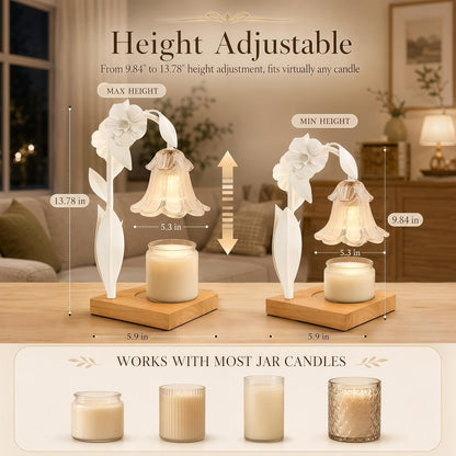 Candle Warmer Lamp with Timer Dimmer, Adjustable Height Flower Candle Lamp Warmer, House Warming Gifts New Home Decor, Mothers Day Birthday Gifts for Women Mom Sister, Wax Melt Warmer for Jar Candles