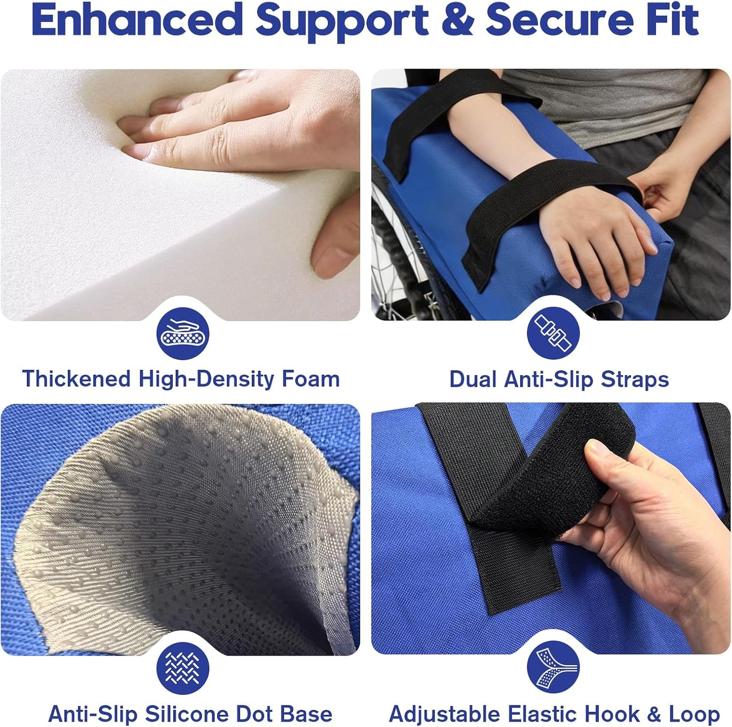 Wheelchair Armrest Pads, Lateral Support Arm Trough for Wheelchair, Foam Arm Rest Cushion for Torso Side Leaning, Comfort & Pressure Relief, 2pcs