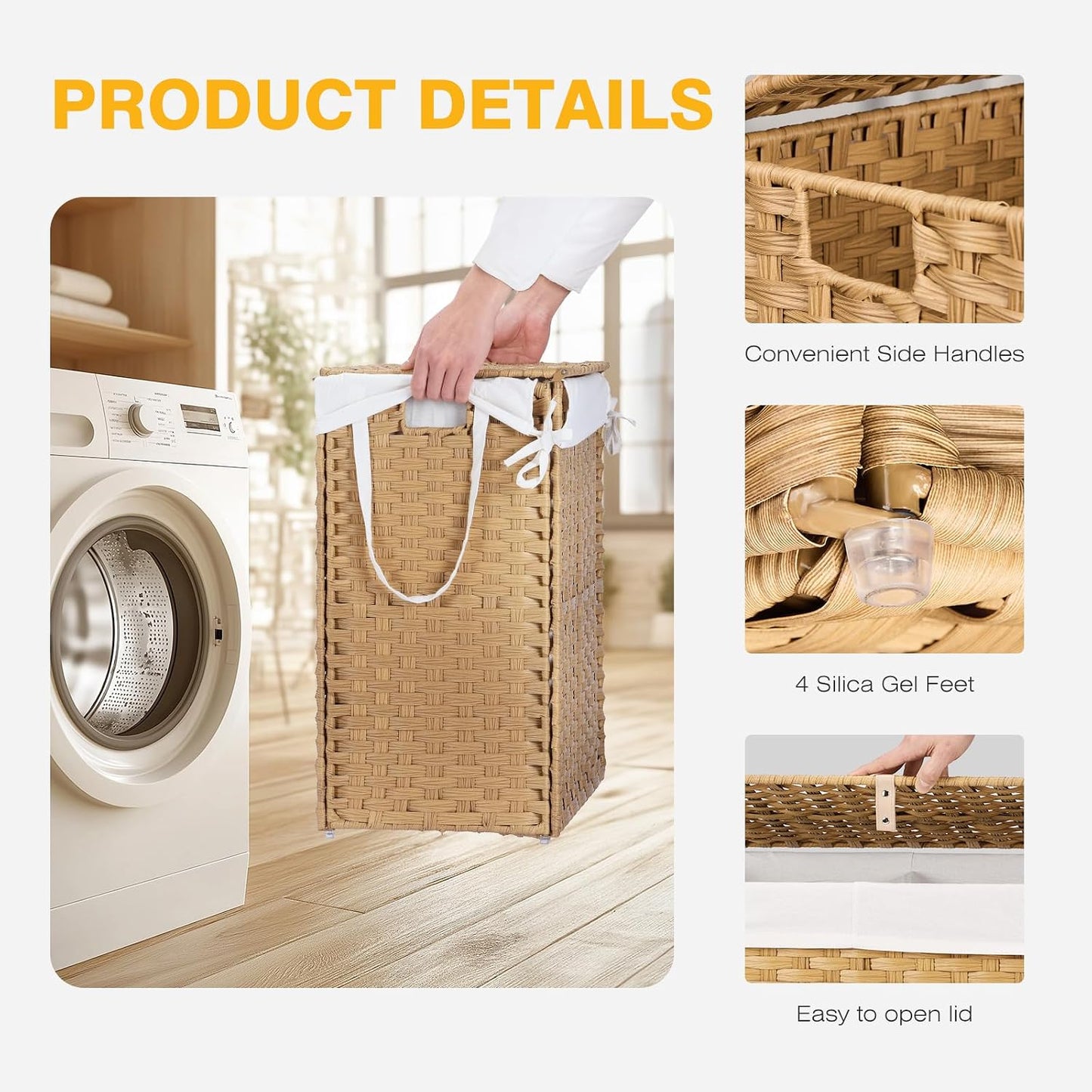 NEWBULIG Laundry Hamper Sorter with Wheels, Rolling Laundry Basket with Shelf & Removable Pull-Out Bag, Dirty Clothes Hamper for Room Organizer, 3 x 10.6 Gal (120L) - Rustic Brown and Black