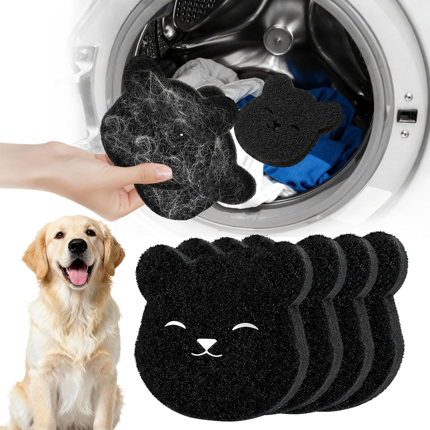 Pet Hair Remover for Laundry, 2026 Upgraded Pet Hair Catcher for Washing Machine, Reusable Dryer Pet Hair Balls and Lint Traps,Effective Dog Cat Fur Cleaner for Bedding,Blankets,Couch,Clothes (4 Pack)