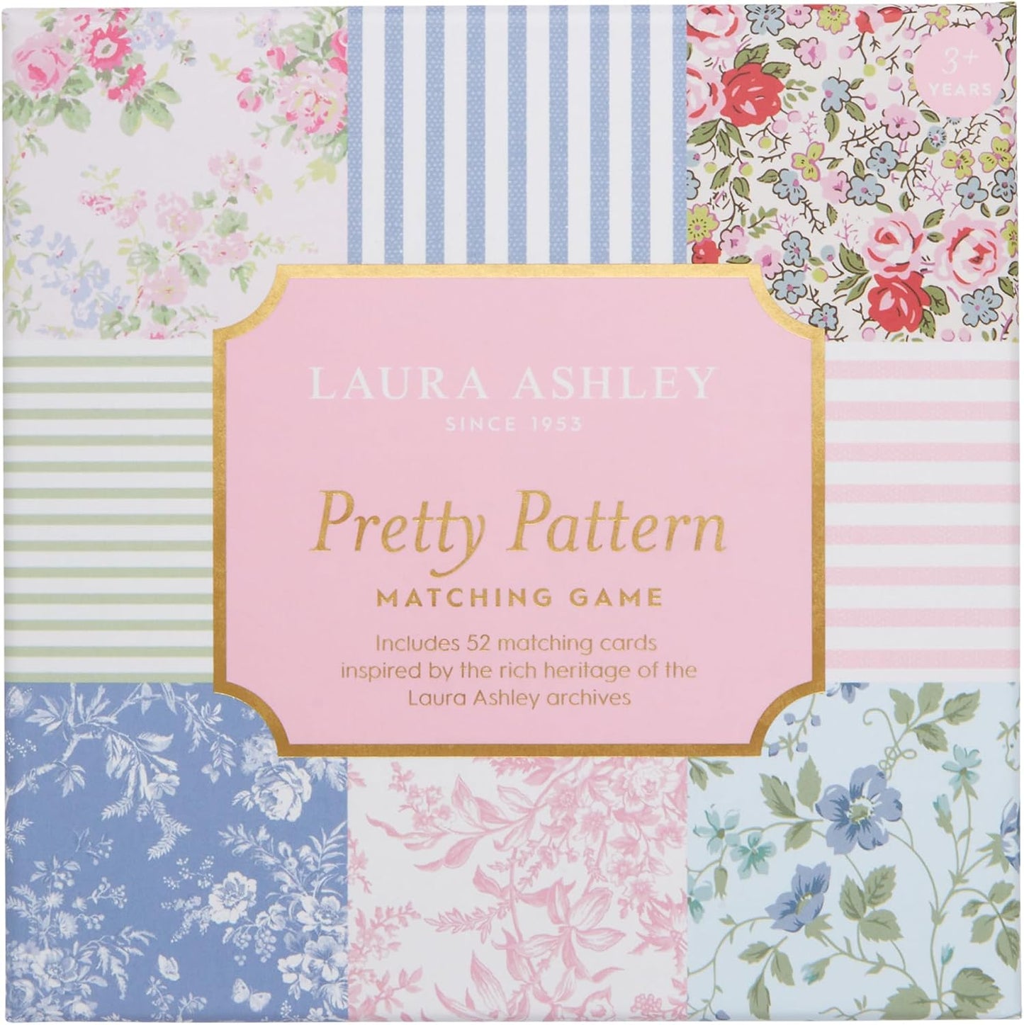 Laura Ashley Pretty Pattern Matching Game – 52 Floral Memory Cards in Decorative Gift Box – Classic Matching Game – Cognitive Brain Training & Family Fun | Classic Concentration Play with Elegant Botanical Artwork, Cognitive Brain Training and Family Fun