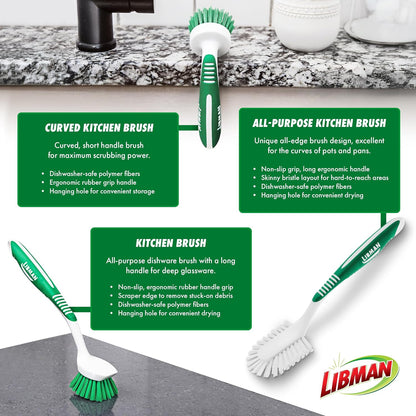 Libman Scrub Brush Kit | Cleaning Brush | Tile & Grout Brush | Small Scrub Brush | Power Scrub Brush | Carpet Brush | Bathroom Scrubber | Boot Scrubber | 3 Different Brushes Included