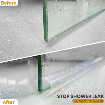 Bathroom Shower Glass Door Bottom Seal Strip, 2PCS 36 Inch Long Clear PVC Seal Strips for 5/16"(8mm) - 3/8"(10mm) Thick Framless Glass Door Panel