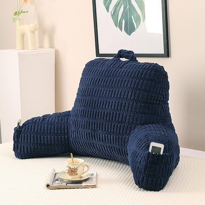 Reading Pillow with Arms for Sitting in Bed,Backrest,White Flannel,M | 17" Backrest Supports Back for College Students,Elbows & Forearms for Dorm Reading,Gaming,Watching TV