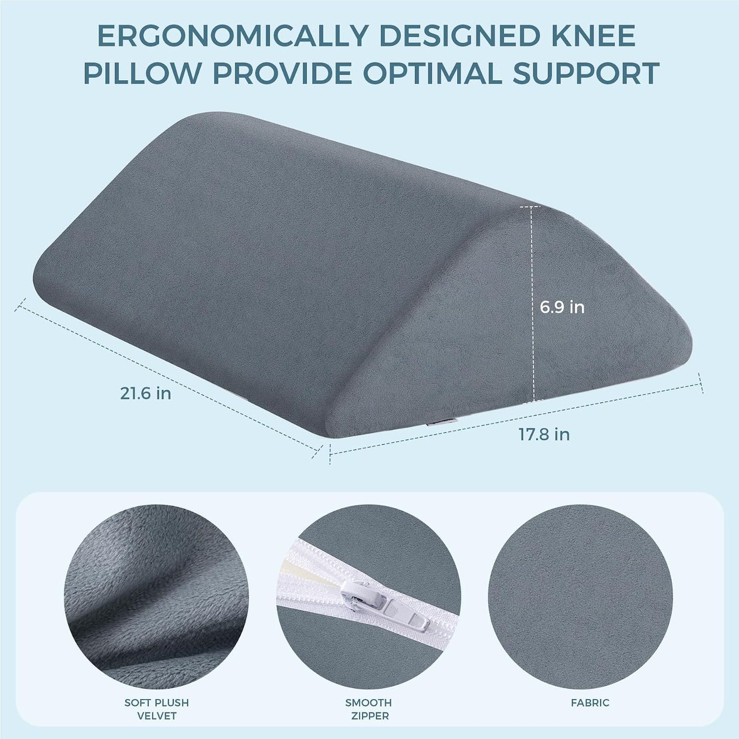 Knee Wedge Pillow for Post-Surgery Recovery-Leg Elevation Support for Sleep Position, Alleviating Lower Back & Hip Pain Enhancing Circulation in Ankles Legs Triangle Pillow with Removable Cover