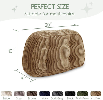 HIGOGOGO Lumbar Support Pillow for Recliner Chair/Accent Chair/Couch/Office Chair, Tufted Corduroy Back Support Cushion for Elderly, Recliner Cushions for Back Rest, Pain Relief, Reading, Dark Grey