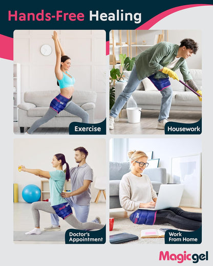 Magic Gel Hip Ice Pack Wrap - Reusable Cold Pack for Hip Bursitis, Hip Replacement Surgery and Hip Flexor Pain. Hip ice wrap for Inflammation, Swelling and Hip Pain Relief