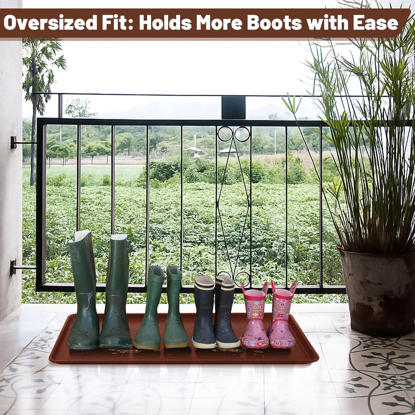 3 Pack Extra Large Boot Tray 40"x20" Long Shoe Mats Boot Storage with Raised Edge Waterproof Plastic Wet Shoe Tray for Entryway Floor Indoor Outdoor Mudroom Multi Use(Black)