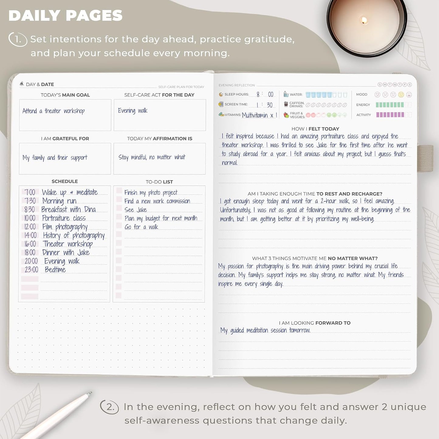 Clever Fox Self-Care Journal for Women, Daily Planner 5.8x8.3 Aquamarine | 3-month mental health journal, habit tracker, wellness journaling supplies for women & teen girls, gratitude & mood log