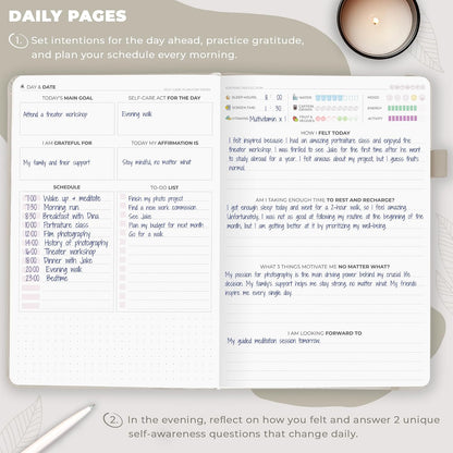 Clever Fox Self-Care Journal for Women, Daily Planner 5.8x8.3 Mystic blue