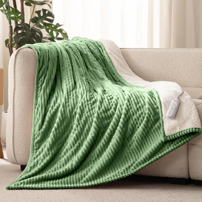 Heated Throw Blanket, 5 Heat Levels, 3 Hours Auto-Off, White | ETL & FCC certified, 50" × 60", OEKO-TEX fabric, machine washable, 100W low energy