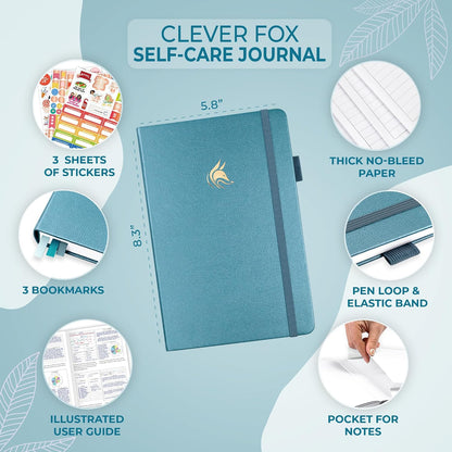 Clever Fox Self-Care Journal for Women, Daily Planner 5.8x8.3 Mystic blue