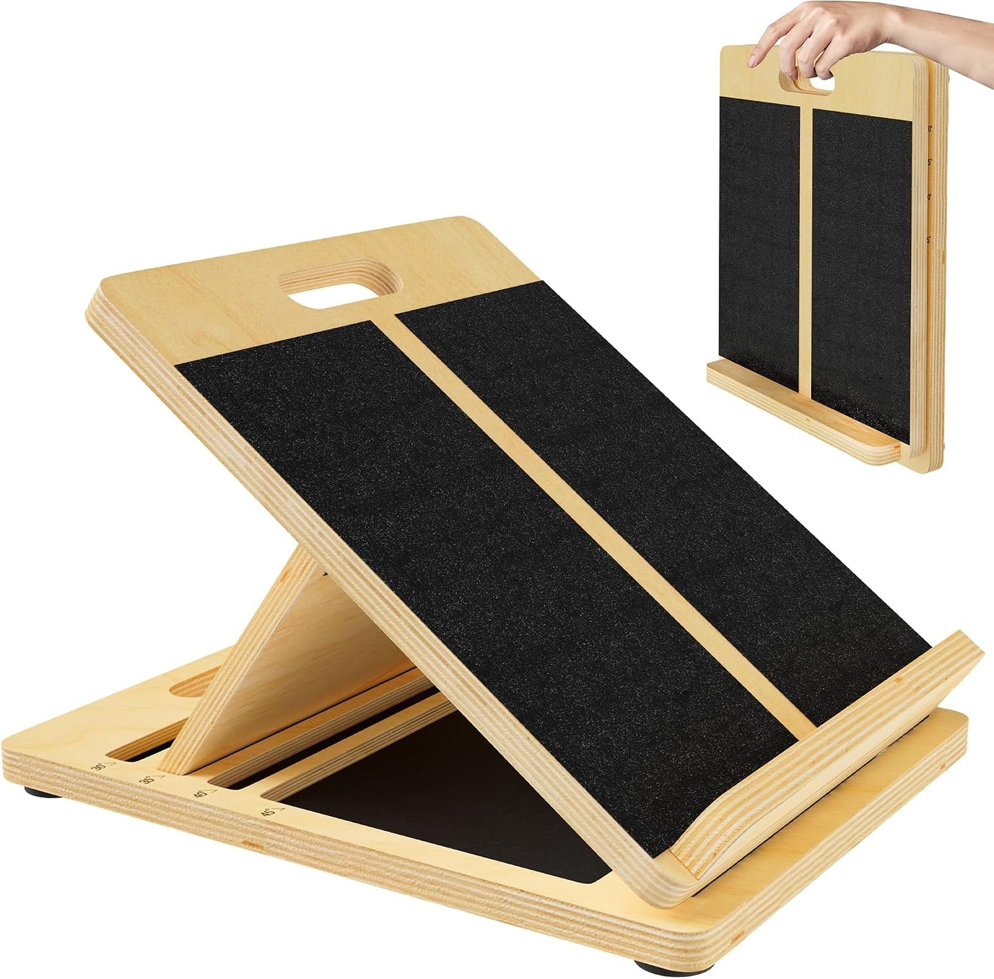 MUCITAGF Professional Wooden Portable Slant Board, Calf Stretch Board | Adjustable Incline Board and Calf Stretcher, Physical Therapy Equipment for Knees, Ankle, Heel, Feet and Leg
