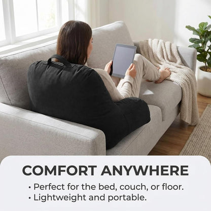 Deluxe Comfort Microsuede Bed Rest - Reading and Bedrest Lounger - Sitting Supprt Pillow - Soft But Firmly Stuffed Fiberfill - Backrest Pillow With Arms, Light Purple