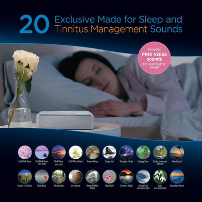 Sound Oasis Bluetooth White Noise Machine – Portable Sound Machine with 20 Non-Looping Nature, Pink & Brown Noise Sounds, Tinnitus Masker for Sleep, Baby, Office & Travel, Rechargeable