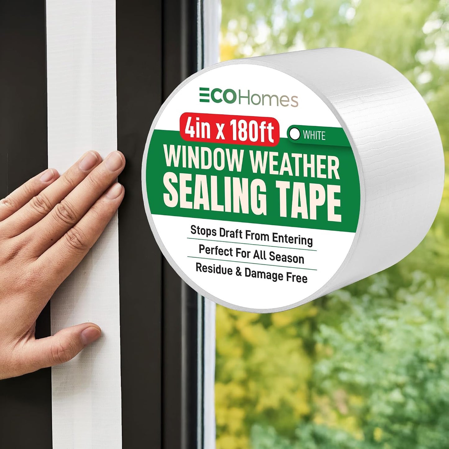 ECOHomes Window Weather Sealing Tape (2 Inch Wide x 90 Ft, Clear) | Weather Stripping Tape, To Stop Drafts Through Window Gaps and AC Units, Insulation Seal for Home and Air Conditioners